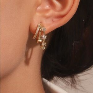 CZ + gold hoops in one stunning stud. NWOT + ready to wear